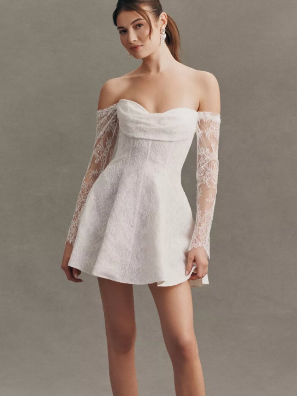 Exclusive: Jenny Yoo Dixie Lace Corset Mini Dress - Size 2